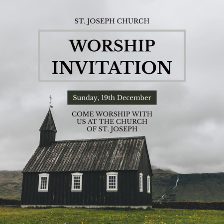 Worship in Church Announcement Instagram Design Template