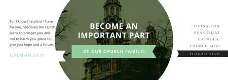 Plantilla de diseño de Church Invitation with Old Cathedral Tumblr 
