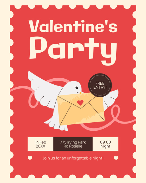 Designvorlage Welcome to Valentine's Day Party für Instagram Post Vertical
