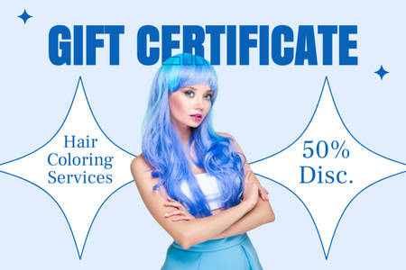 Designvorlage Discount Offer on Coloring Services für Gift Certificate
