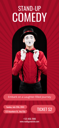 Szablon projektu Promocja stand-upu z udziałem mężczyzny w kostiumie mima Snapchat Geofilter