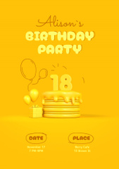 Birthday Party Invitation on Bright Yellow