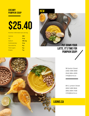 Recipe of Creamy Pumpkin Soup Poster 8.5x11in Design Template