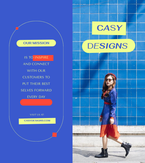 Fashion Ad with Beautiful Stylish Woman Brochure 9x8in Bi-fold – шаблон для дизайна