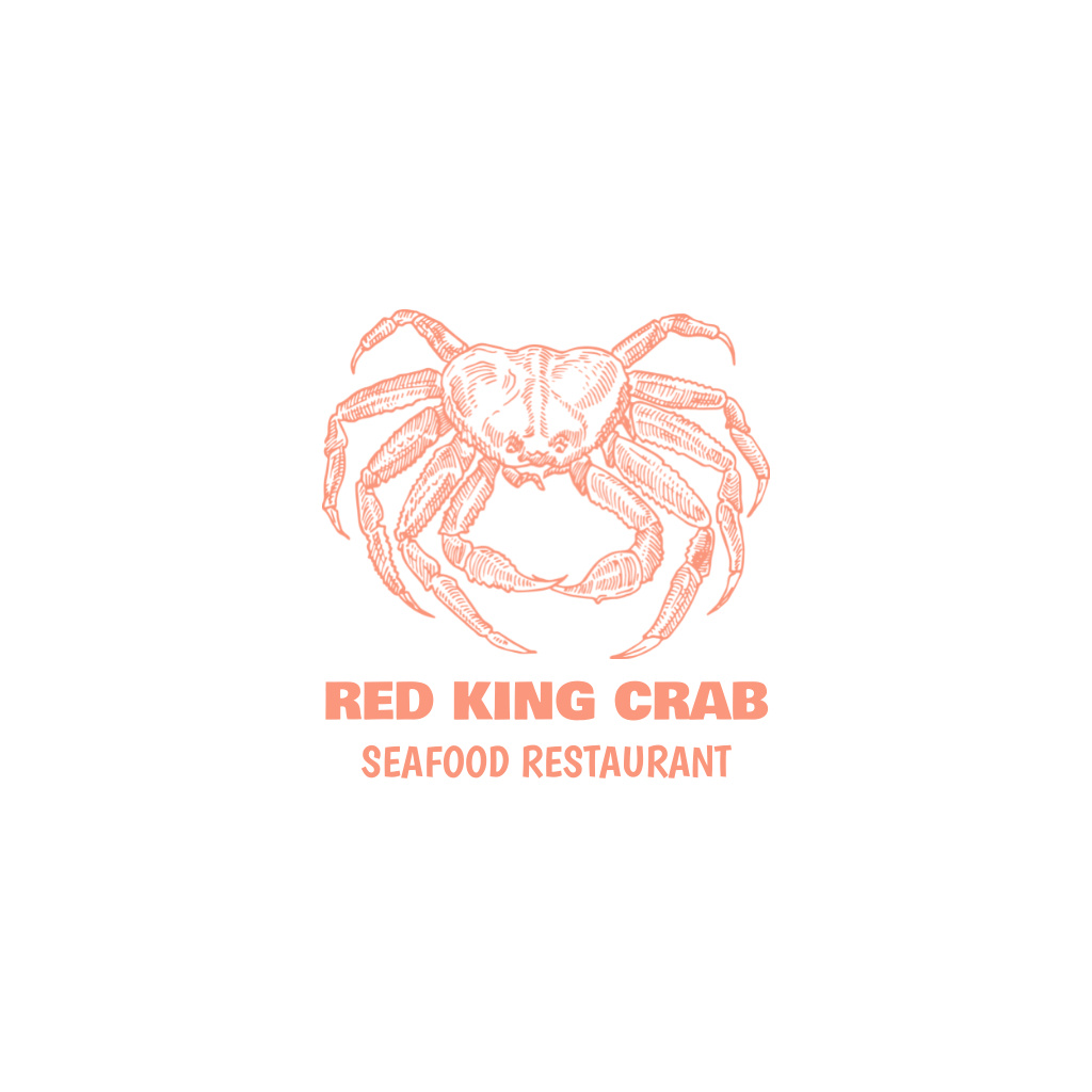 Emblem of Seafood Restaurant with Crab Logo Šablona návrhu