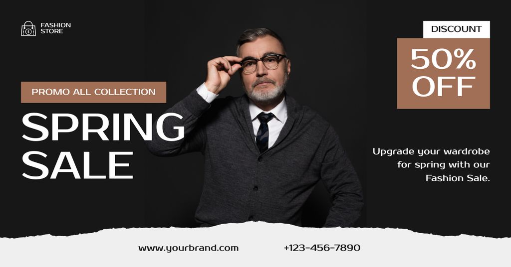 Fashion Spring Sale with Man in Suit Facebook AD Design Template