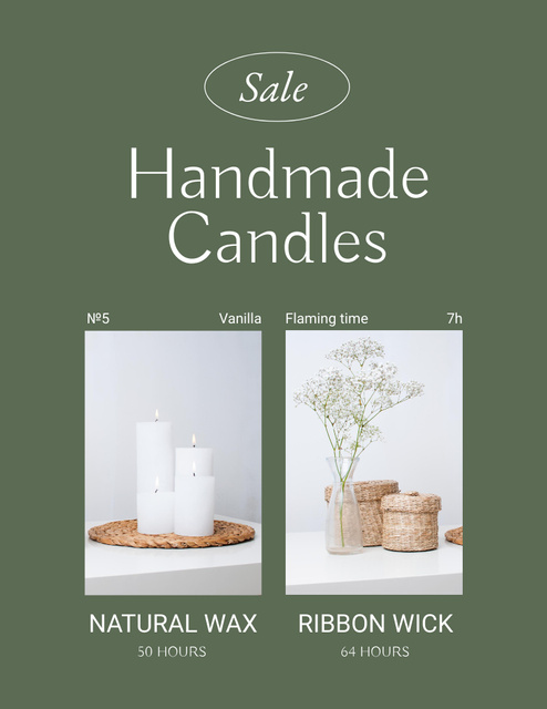 Cute Handmade Candles Promotion Flyer 8.5x11in Design Template