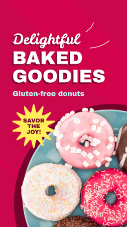 Plantilla de diseño de Oferta de donuts deliciosos y sin gluten en la tienda Instagram Video Story 