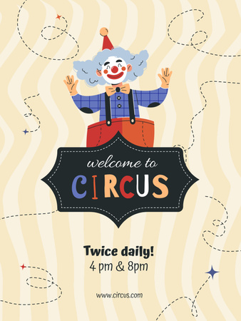 Circus Show Announcement with Funny Clown Poster US Tasarım Şablonu