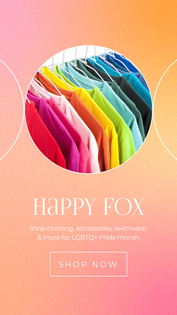 Pride Month And Clearance Of Colorful Clothing Instagram Video Story Modelo de Design