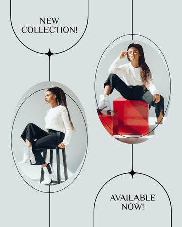 Διαφήμιση συλλογής μόδας με κομψό μοντέλο Instagram Post Vertical Πρότυπο σχεδίασης