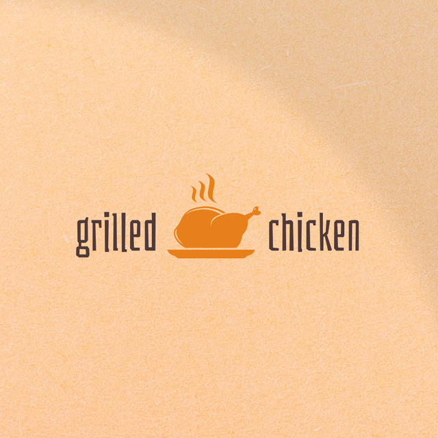 Hot Grilled Chicken Emblem Logo Design Template