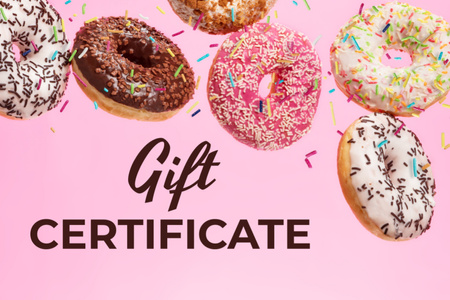 Bakery Promotion with glazed Donuts Gift Certificate Design Template