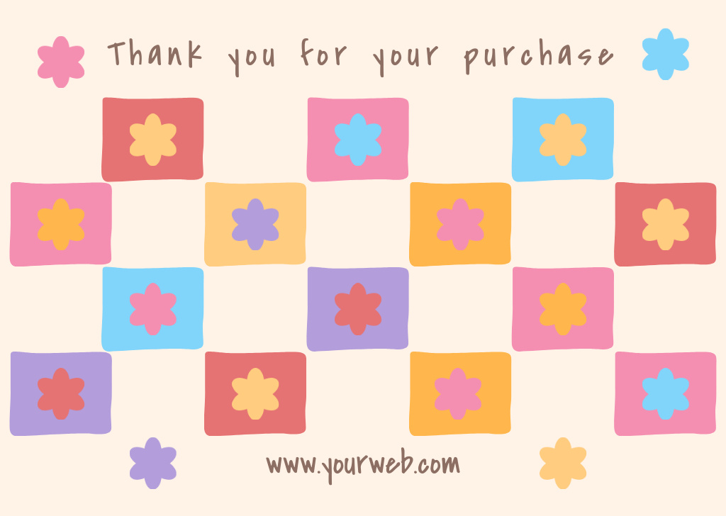 Thank You Message with Flowers Collage Card Design Template