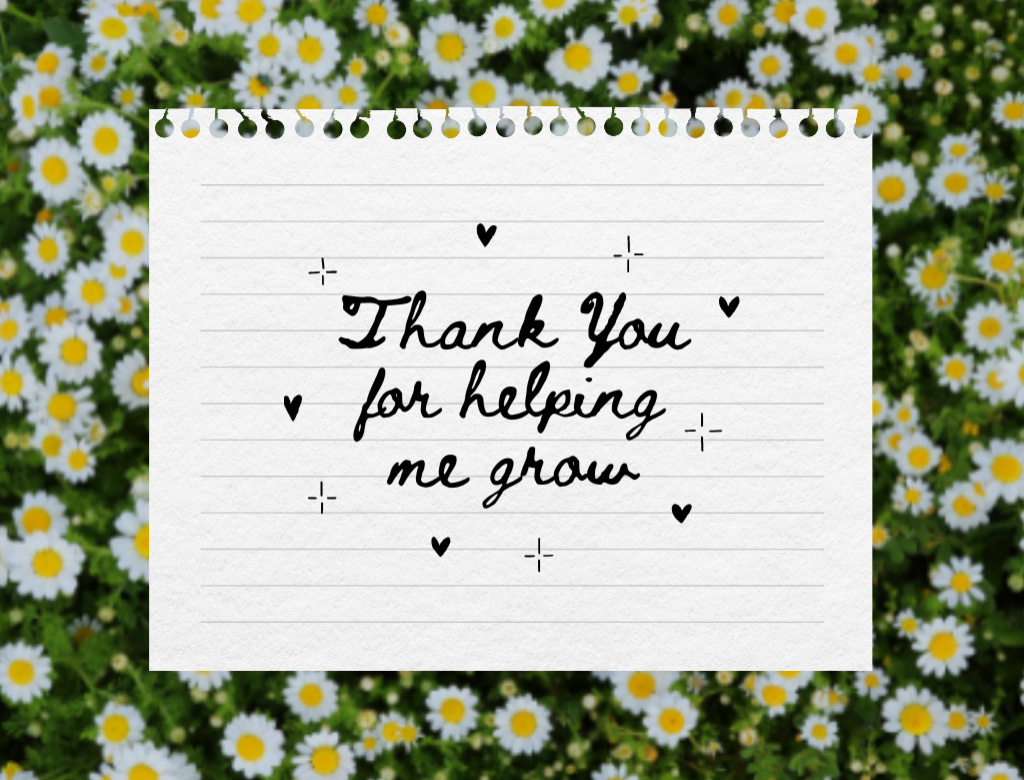 Thankful Phrase With Chamomile Flowers Postcard 4.2x5.5in Design Template