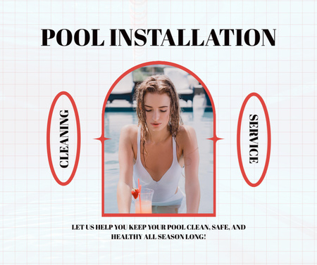 Services of Installation and Cleaning a Swimming Pool Facebook Design Template