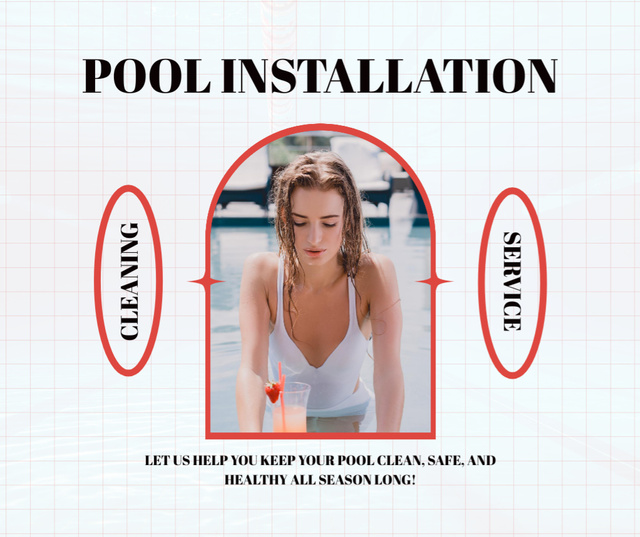 Services of Installation and Cleaning a Swimming Pool Facebook tervezősablon