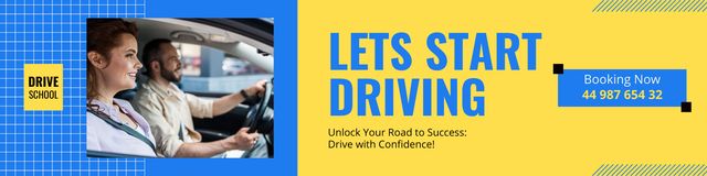 Awesome Driving School Trainings With Booking Twitter Design Template
