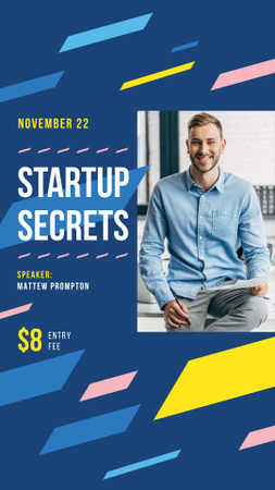 Szablon projektu Business Event Announcement with Confident Businessman Instagram Story