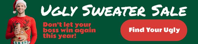 Guy in Cute Ugly Christmas Sweater Ebay Store Billboard Design Template