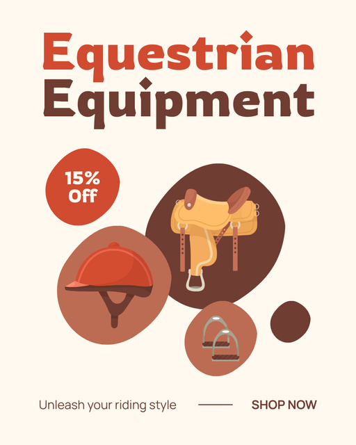 Reduced Prices for Horseback Riding Equipment Instagram Post Vertical – шаблон для дизайна