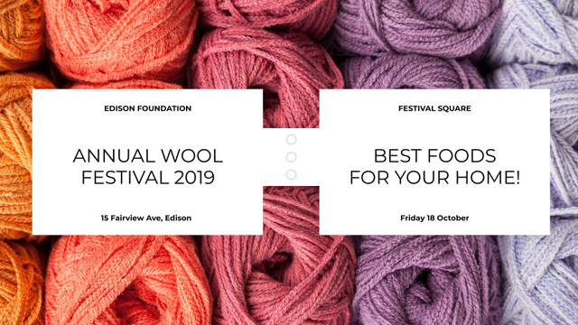 Template di design Knitting Festival Wool Yarn Skeins FB event cover
