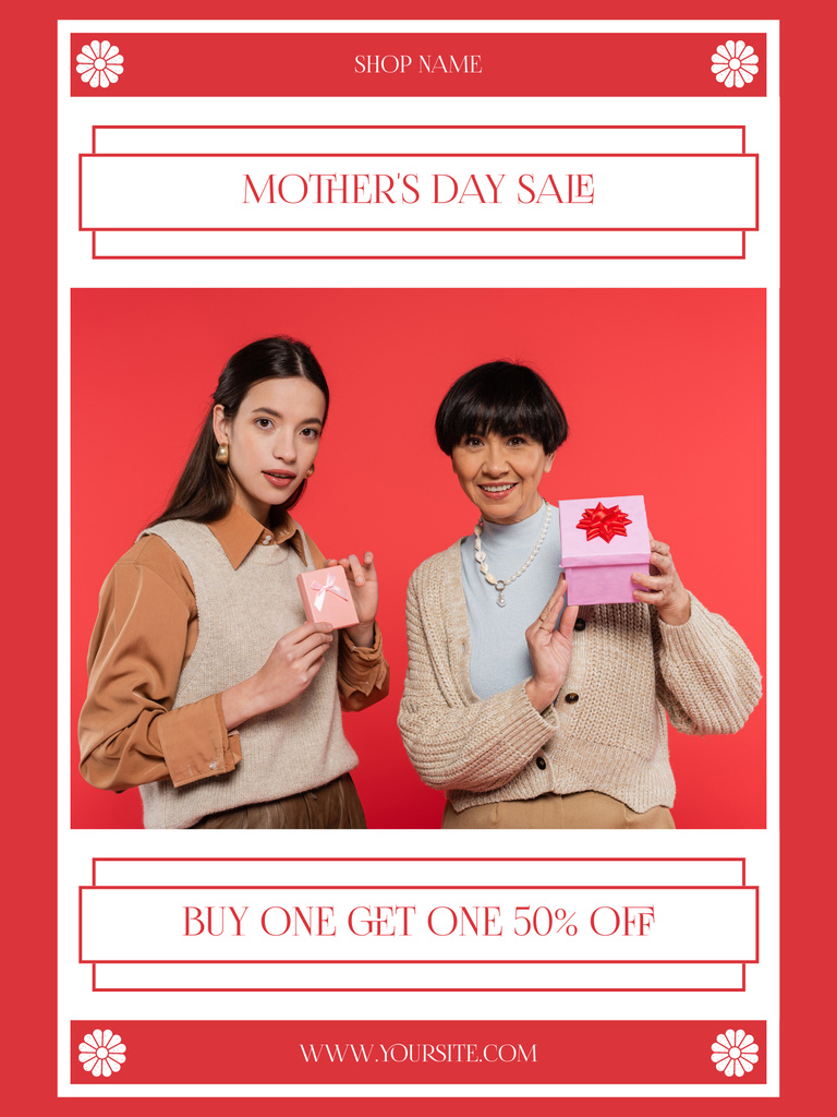 Mom and Daughter holding Mother's Day Gifts Poster US Tasarım Şablonu