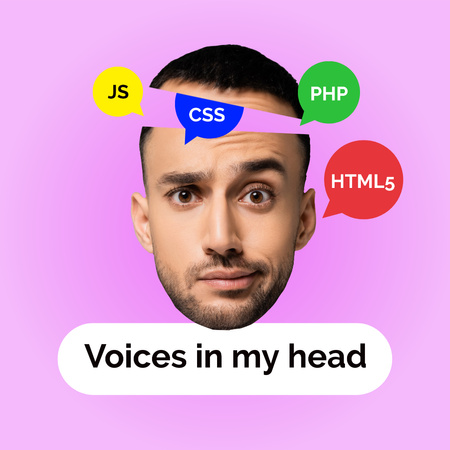 Modèle de visuel Funny Man's Face with Programming Icons - Instagram