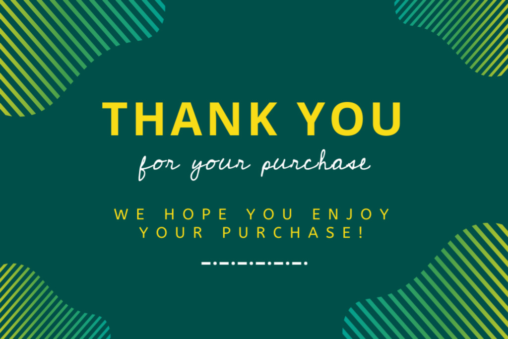 Thank You for Order Text on Green Postcard 4x6in Design Template