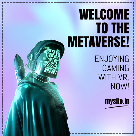 Metaverse Gaming Ad with Robotic Avatar Instagram Design Template