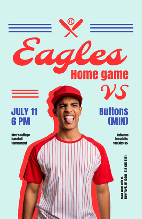 Vzrušující Baseball Home Game Oznámení Invitation 5.5x8.5in Šablona návrhu