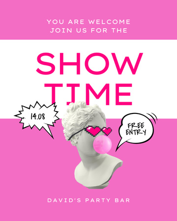 Show Time Announcement on Pink Poster 16x20in Design Template