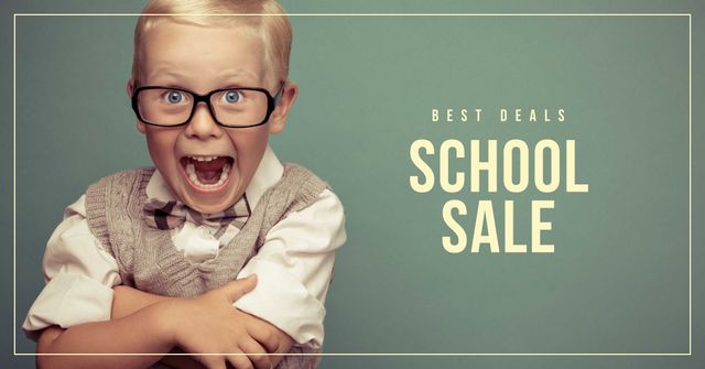 Back to School Sale with Pupil Facebook AD Πρότυπο σχεδίασης