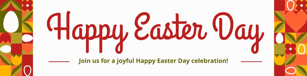 Easter Day Promo with Bright Pattern Twitter Design Template