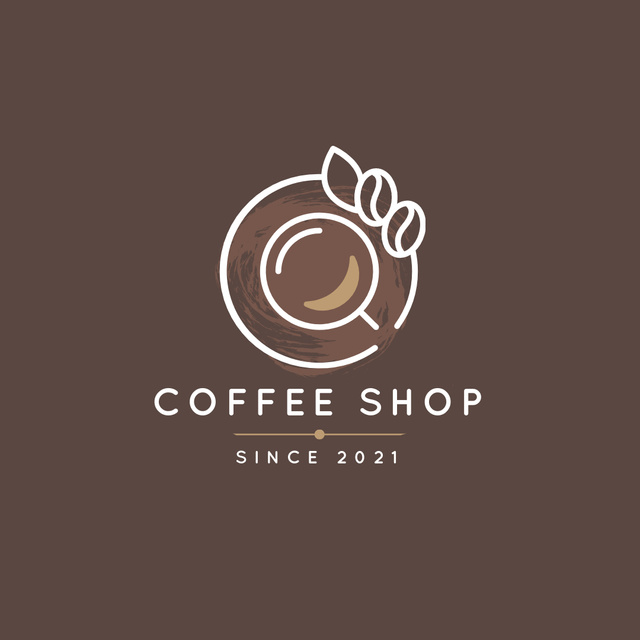 Brown Coffee Shop Emblem with Cup Logo 1080x1080px tervezősablon