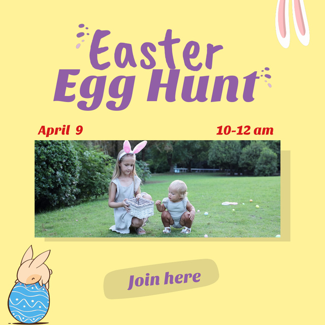 Announcement Of Easter Egg Hunt For Children Animated Post Πρότυπο σχεδίασης