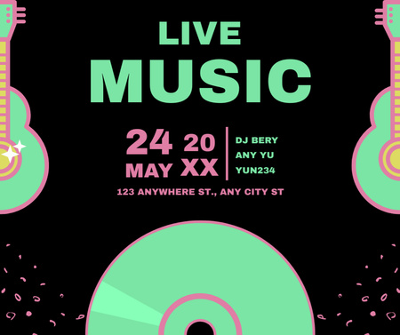 Live Music Event Announcement Facebook Design Template