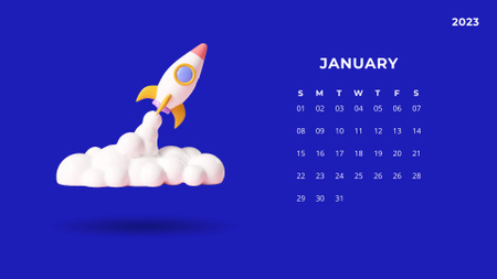 Ontwerpsjabloon van Calendar van Illustration of Launching Rocket