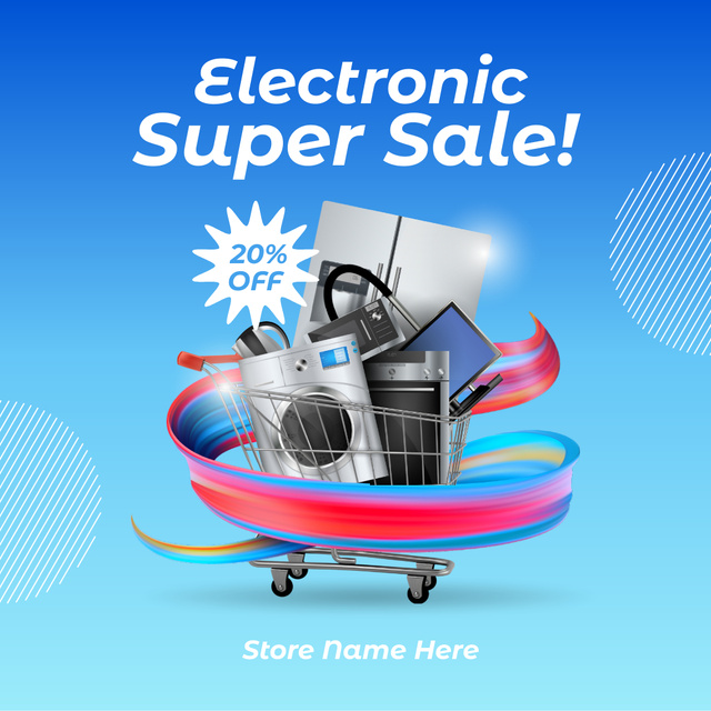 Ontwerpsjabloon van Instagram AD van Super Sale on Electronics with Image of Home Appliances