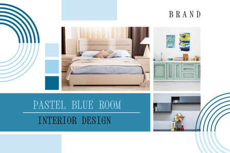 Pastel Blue Room Interior Design Mood Board Design Template