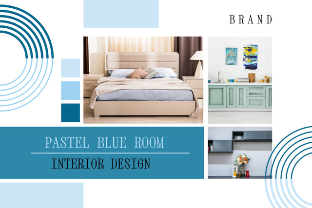 Platilla de diseño Pastel Blue Room Interior Design Mood Board