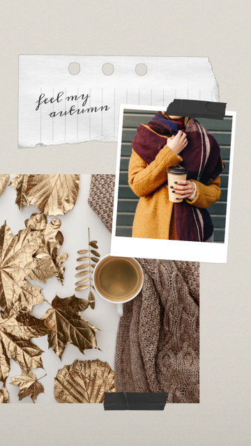 Autumn Inspiration with Cute Girl and Warm Drink Instagram Video Story Design Template
