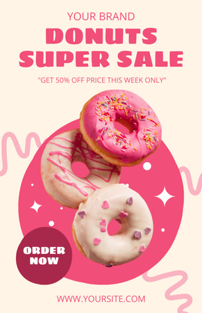 Super Sale of Sweet Donuts Recipe Card Design Template