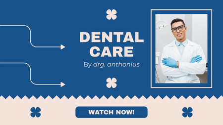 Ontwerpsjabloon van Youtube van Tandheelkundige zorg met vriendelijke tandarts