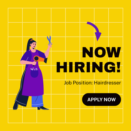 Designvorlage We are Hiring Hairdresser für Instagram