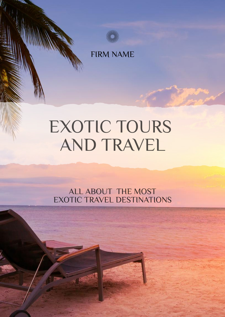 Exotic Travel And Destinations With Paradise Beach Postcard A6 Vertical Design Template