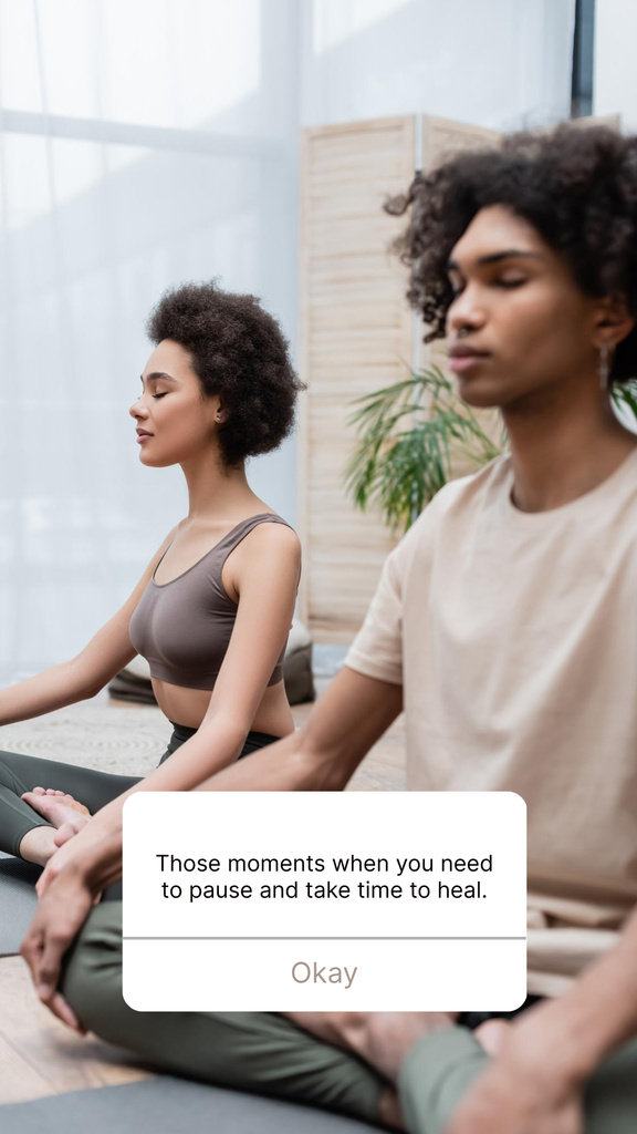 Black women at yoga inspirational Instagram Story Šablona návrhu