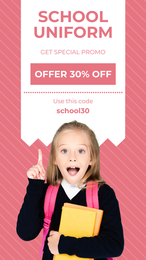 School Uniform Discount Offer on Pink Instagram Story Πρότυπο σχεδίασης