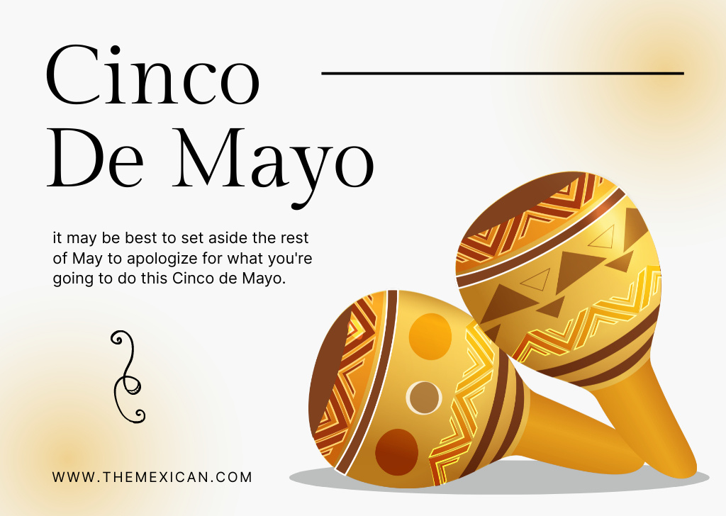 Holiday Cinco de Mayo Inspirational and Motivational Phrase Card Design Template