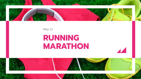 Running Marathon Announcement with Sports Shoes FB event cover Design Template